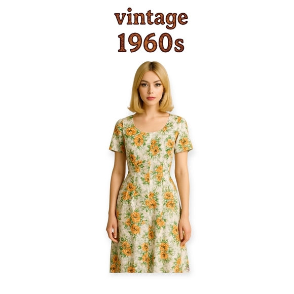 Vintage Dresses & Skirts - 1960s True Vintage Floral Housedress Medium Retro Classic Timeless Elegance